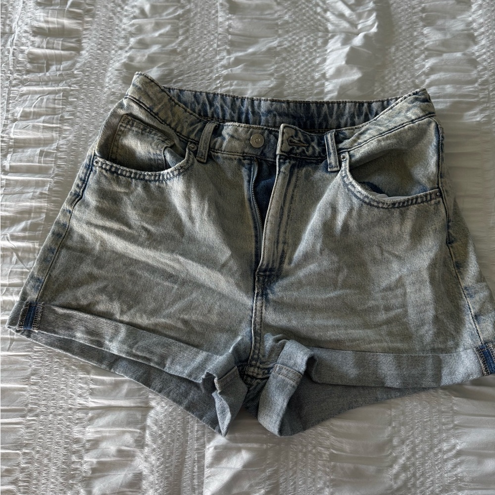 Classic High-Rise Light Wash Denim Shorts